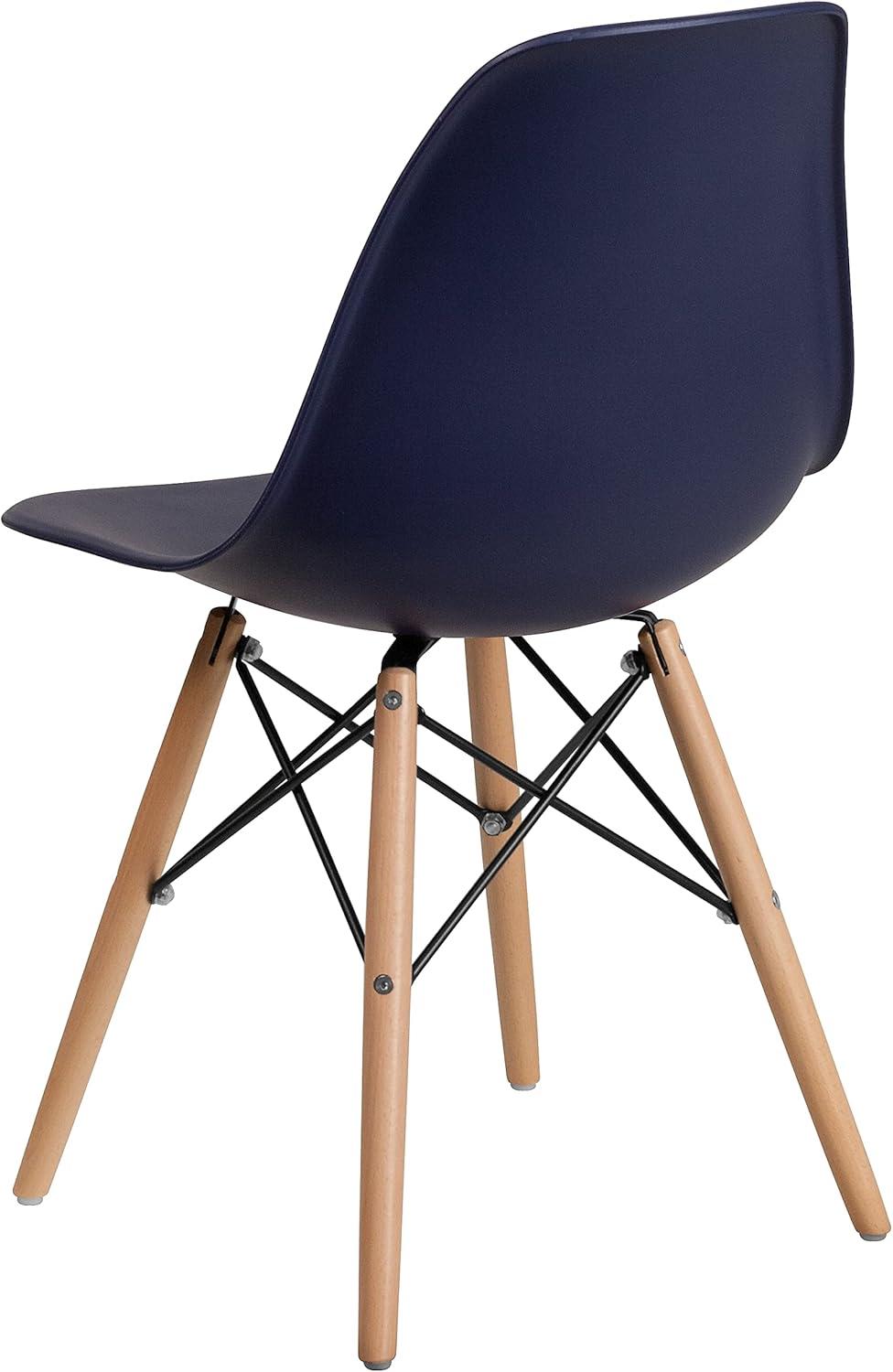 imageFlash Furniture 2 Pack Elon Series Moss Gray Plastic Chair with Wooden Legs for Versatile Kitchen Dining Room Living Room Library or Desk UseNavy