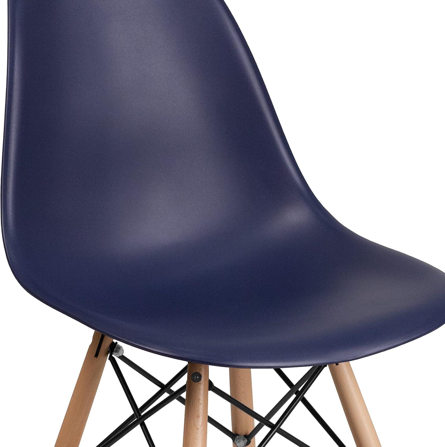 imageFlash Furniture 2 Pack Elon Series Moss Gray Plastic Chair with Wooden Legs for Versatile Kitchen Dining Room Living Room Library or Desk UseNavy
