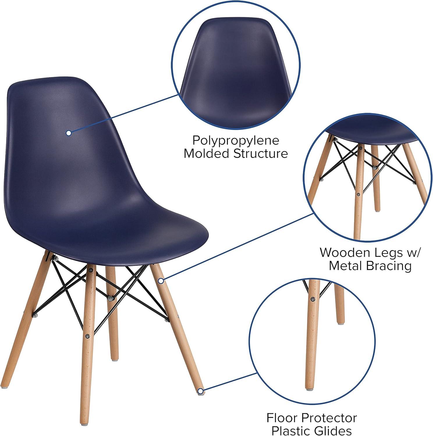 imageFlash Furniture 2 Pack Elon Series Moss Gray Plastic Chair with Wooden Legs for Versatile Kitchen Dining Room Living Room Library or Desk UseNavy