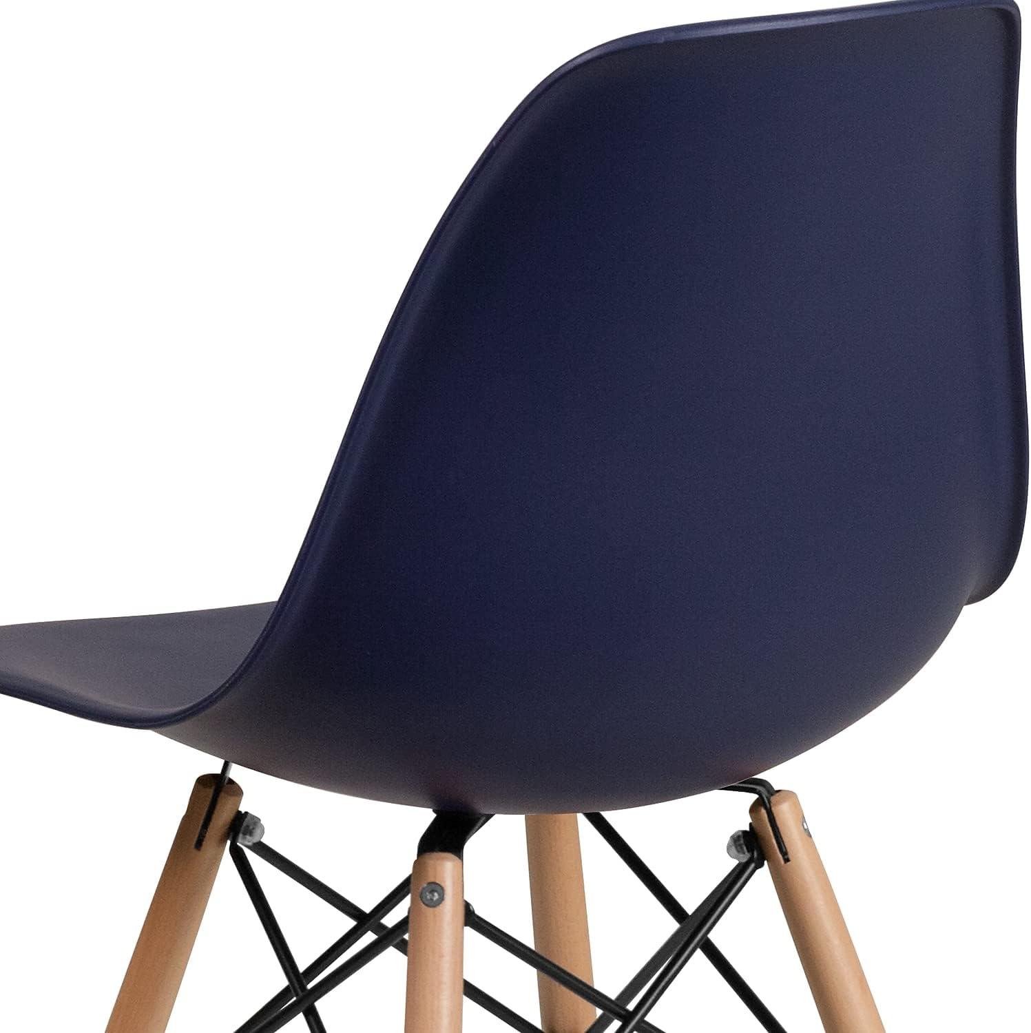 imageFlash Furniture 2 Pack Elon Series Moss Gray Plastic Chair with Wooden Legs for Versatile Kitchen Dining Room Living Room Library or Desk UseNavy