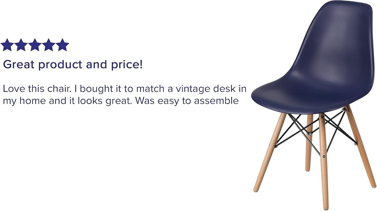 imageFlash Furniture 2 Pack Elon Series Moss Gray Plastic Chair with Wooden Legs for Versatile Kitchen Dining Room Living Room Library or Desk UseNavy