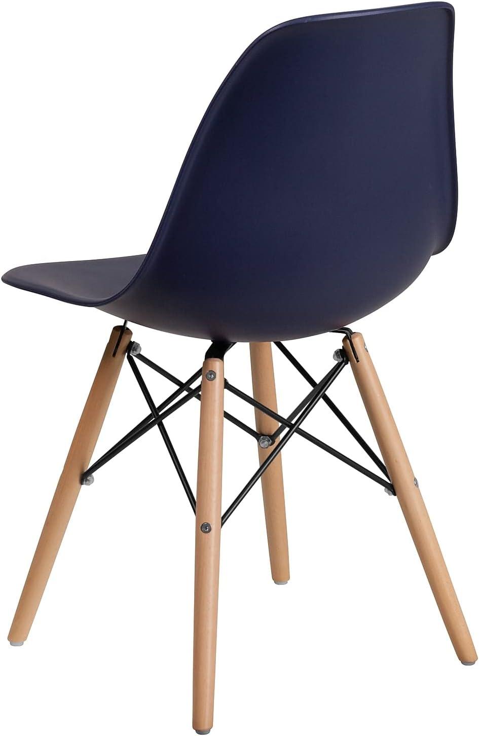 imageFlash Furniture 2 Pack Elon Series Moss Gray Plastic Chair with Wooden Legs for Versatile Kitchen Dining Room Living Room Library or Desk UseNavy