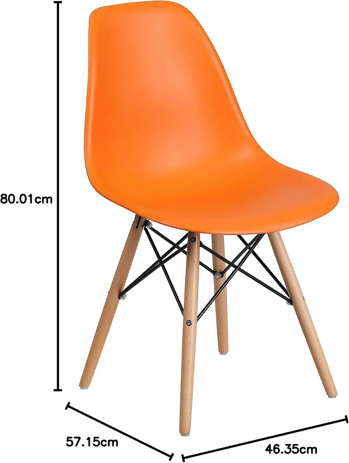 imageFlash Furniture 2 Pack Elon Series Moss Gray Plastic Chair with Wooden Legs for Versatile Kitchen Dining Room Living Room Library or Desk UseOrange