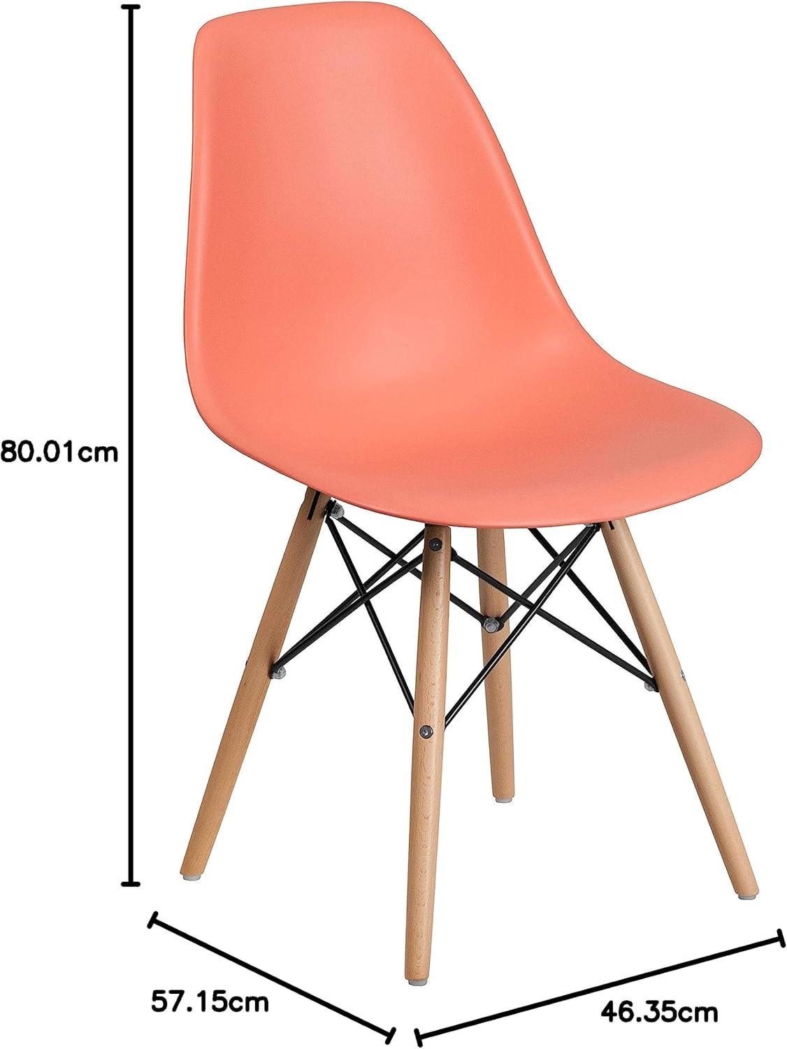 imageFlash Furniture 2 Pack Elon Series Moss Gray Plastic Chair with Wooden Legs for Versatile Kitchen Dining Room Living Room Library or Desk UsePeach