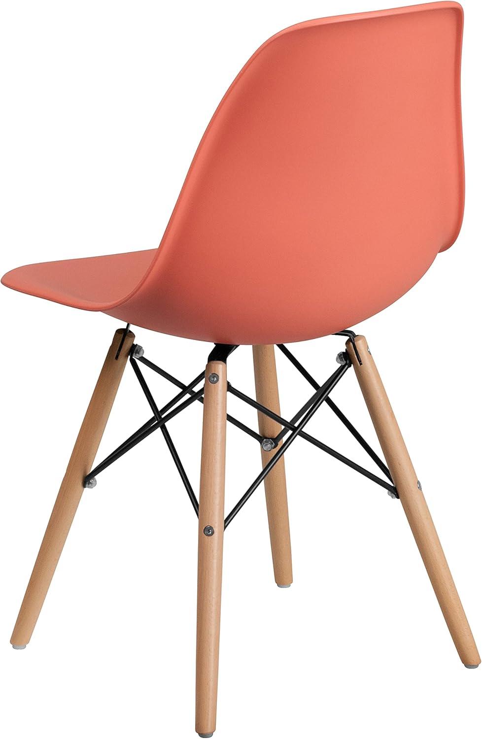 imageFlash Furniture 2 Pack Elon Series Moss Gray Plastic Chair with Wooden Legs for Versatile Kitchen Dining Room Living Room Library or Desk UsePeach