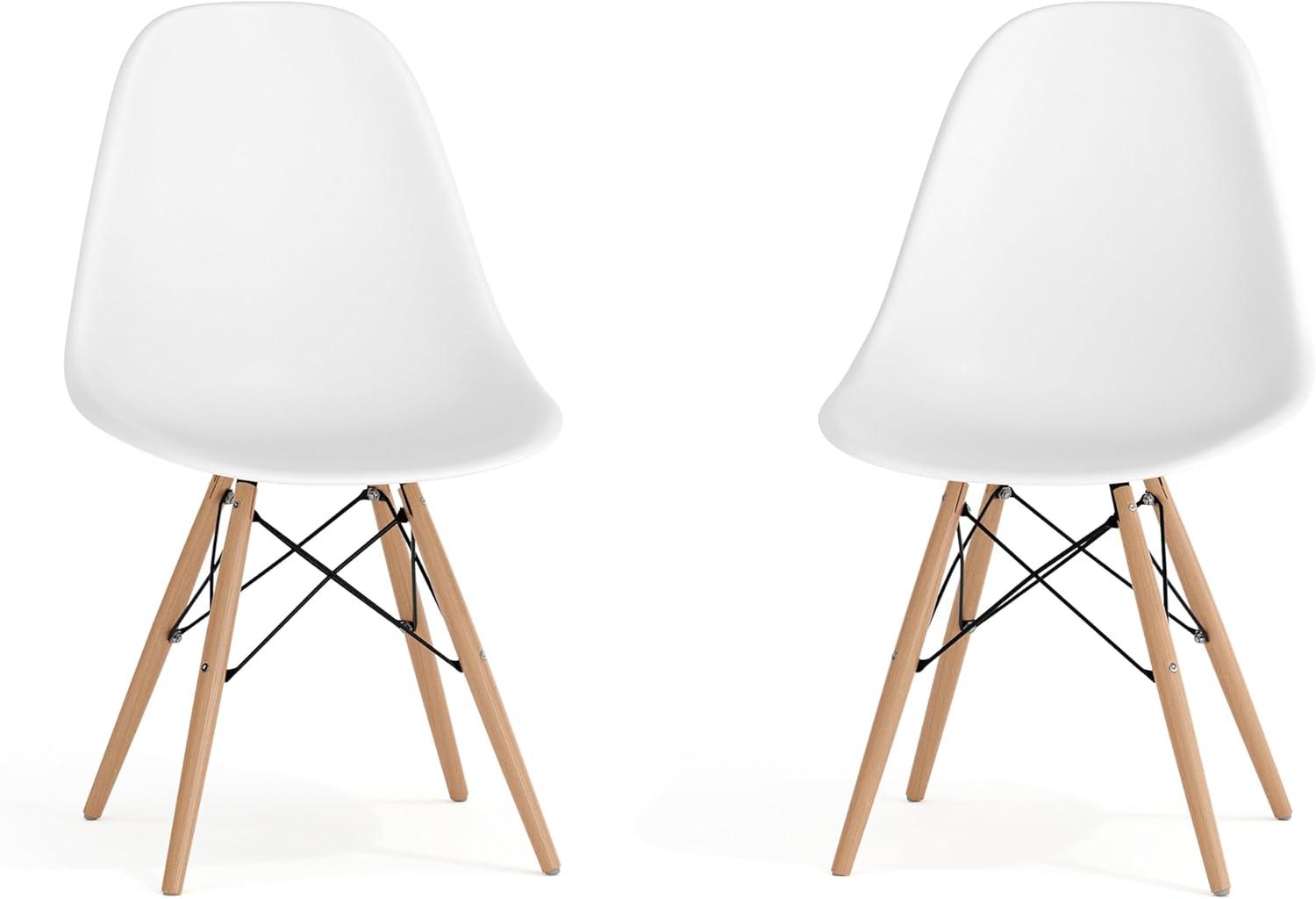 imageFlash Furniture 2 Pack Elon Series Moss Gray Plastic Chair with Wooden Legs for Versatile Kitchen Dining Room Living Room Library or Desk UseWhite