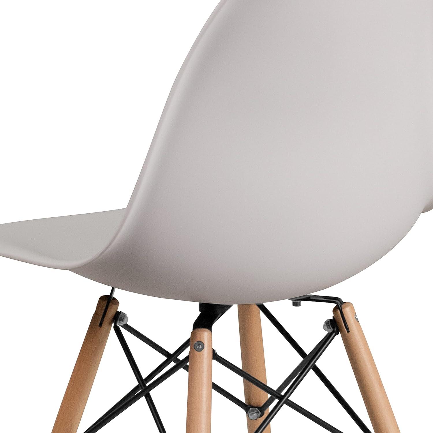 imageFlash Furniture 2 Pack Elon Series Moss Gray Plastic Chair with Wooden Legs for Versatile Kitchen Dining Room Living Room Library or Desk UseWhite