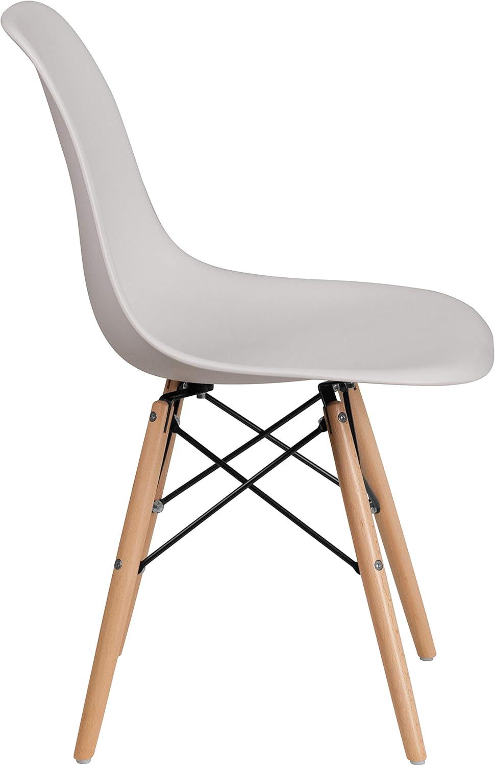 imageFlash Furniture 2 Pack Elon Series Moss Gray Plastic Chair with Wooden Legs for Versatile Kitchen Dining Room Living Room Library or Desk UseWhite
