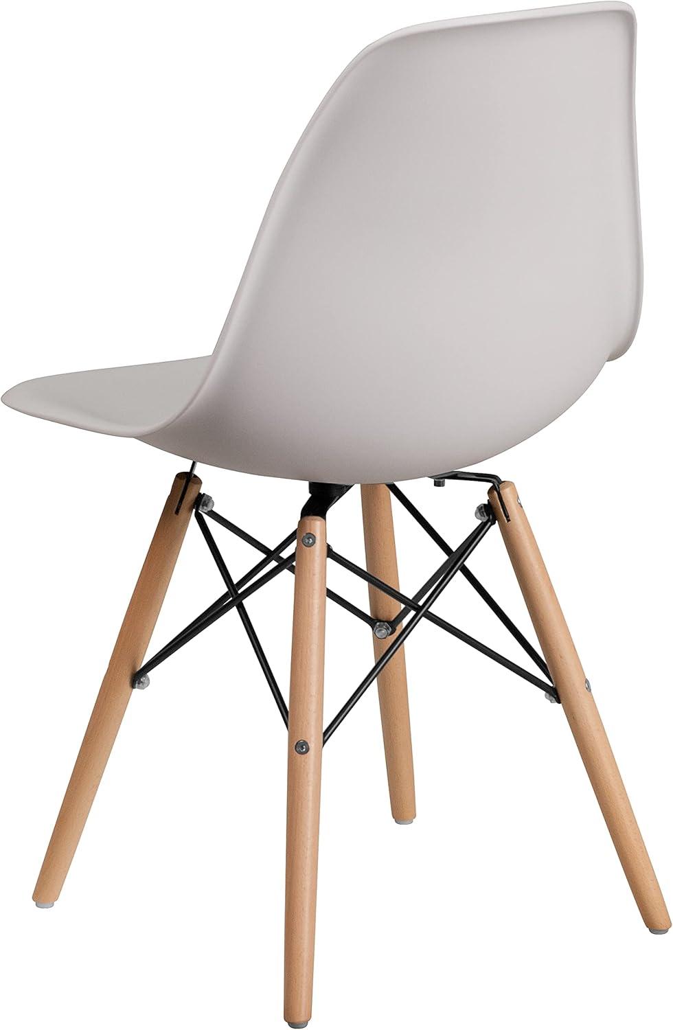 imageFlash Furniture 2 Pack Elon Series Moss Gray Plastic Chair with Wooden Legs for Versatile Kitchen Dining Room Living Room Library or Desk UseWhite