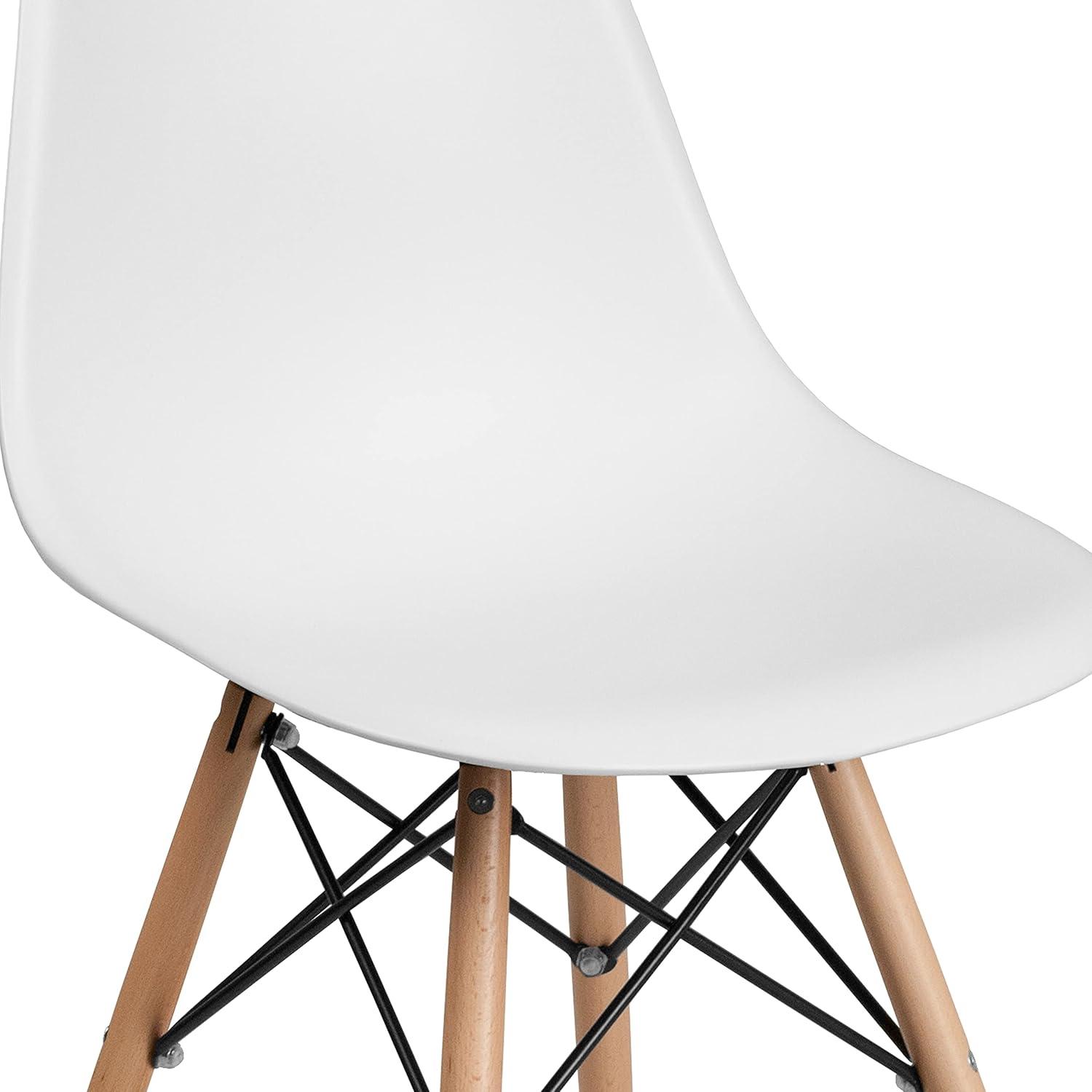 imageFlash Furniture 2 Pack Elon Series Moss Gray Plastic Chair with Wooden Legs for Versatile Kitchen Dining Room Living Room Library or Desk UseWhite