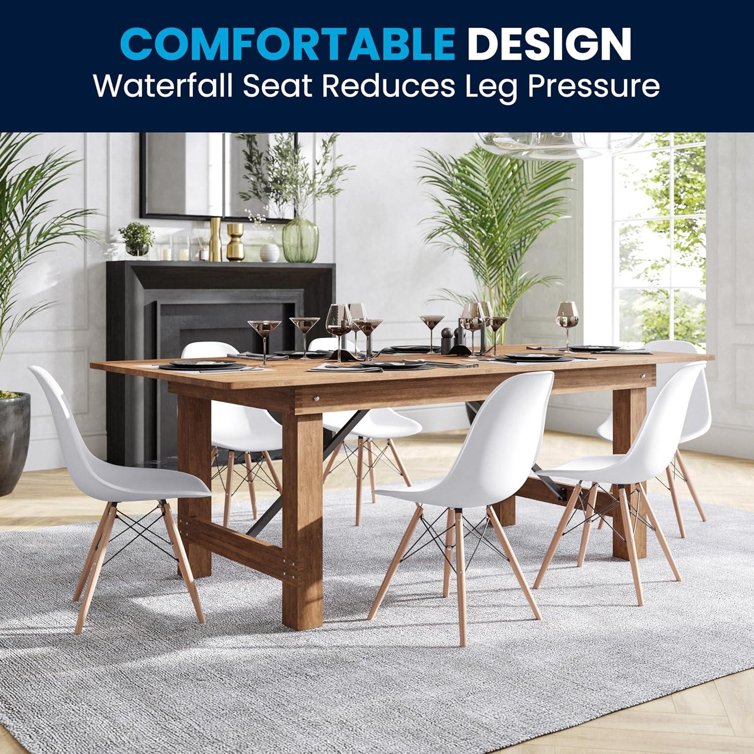 imageFlash Furniture 2 Pack Elon Series Moss Gray Plastic Chair with Wooden Legs for Versatile Kitchen Dining Room Living Room Library or Desk UseWhite
