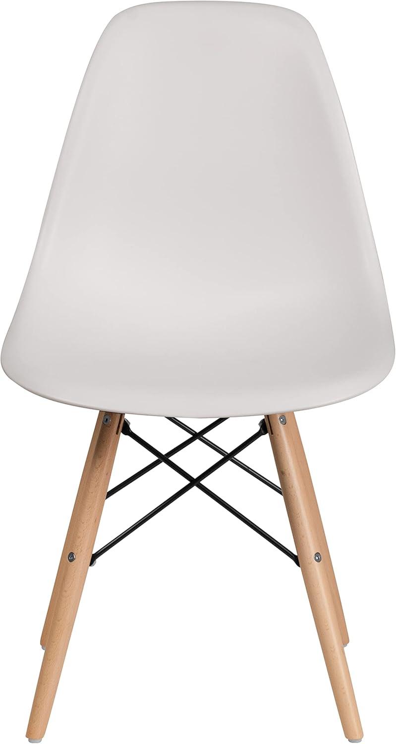 imageFlash Furniture 2 Pack Elon Series Moss Gray Plastic Chair with Wooden Legs for Versatile Kitchen Dining Room Living Room Library or Desk UseWhite