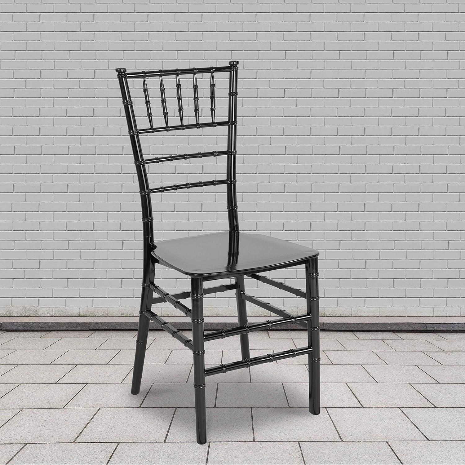 imageFlash Furniture 2 Pack HERCULES Series Gold Resin Stacking Chiavari ChairBlack