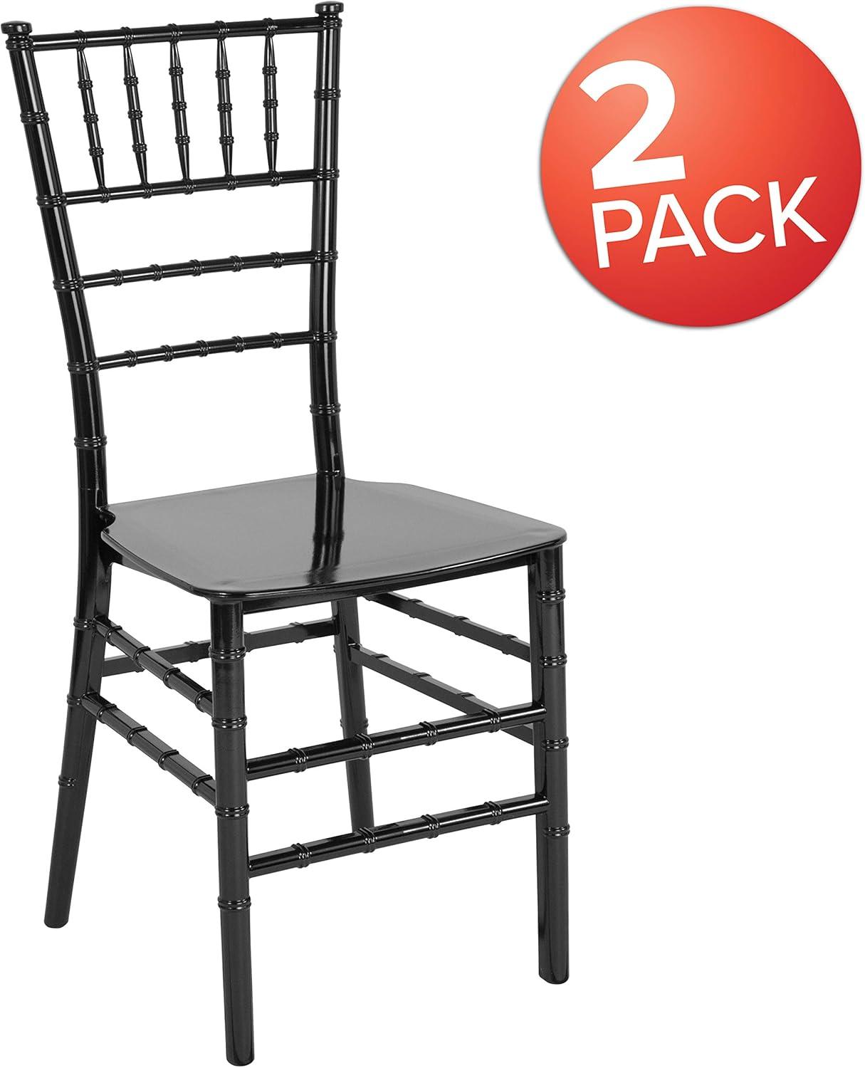 imageFlash Furniture 2 Pack HERCULES Series Gold Resin Stacking Chiavari ChairBlack