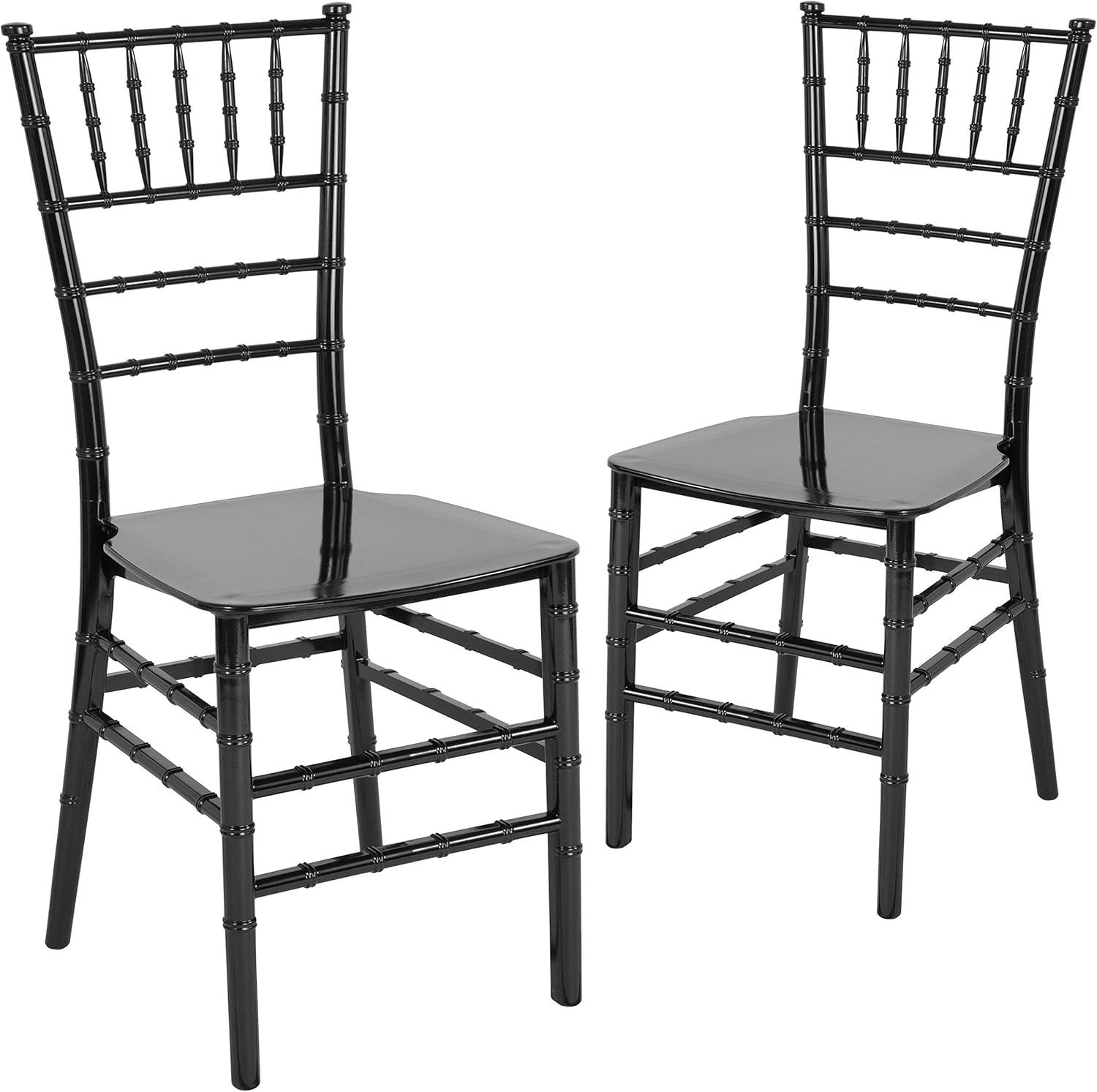 imageFlash Furniture 2 Pack HERCULES Series Gold Resin Stacking Chiavari ChairBlack