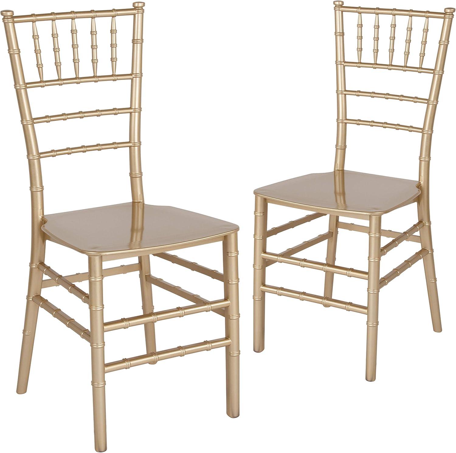 imageFlash Furniture 2 Pack HERCULES Series Gold Resin Stacking Chiavari ChairGold