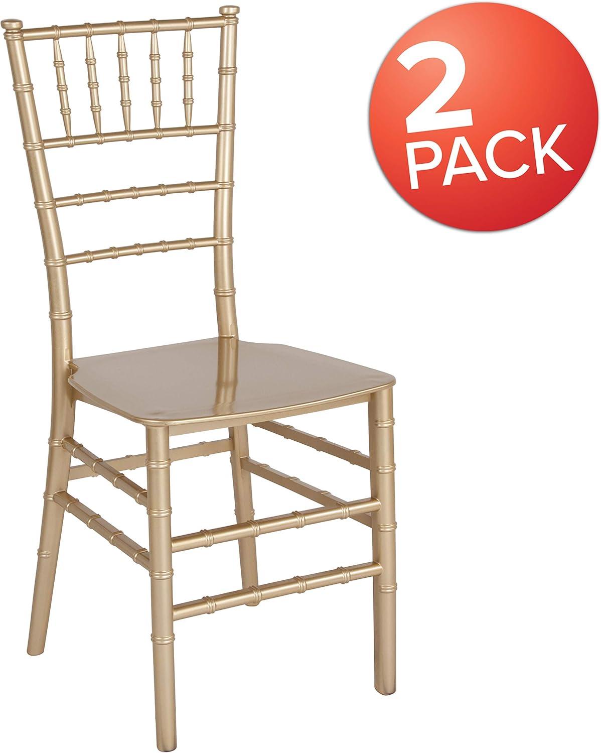 imageFlash Furniture 2 Pack HERCULES Series Gold Resin Stacking Chiavari ChairGold