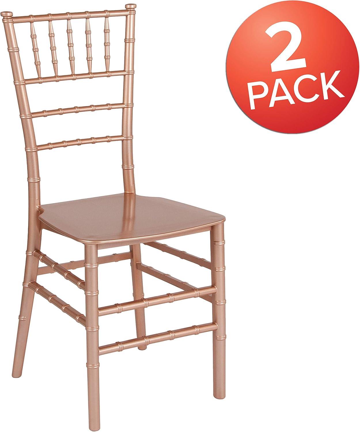 imageFlash Furniture 2 Pack HERCULES Series Gold Resin Stacking Chiavari ChairRose Gold