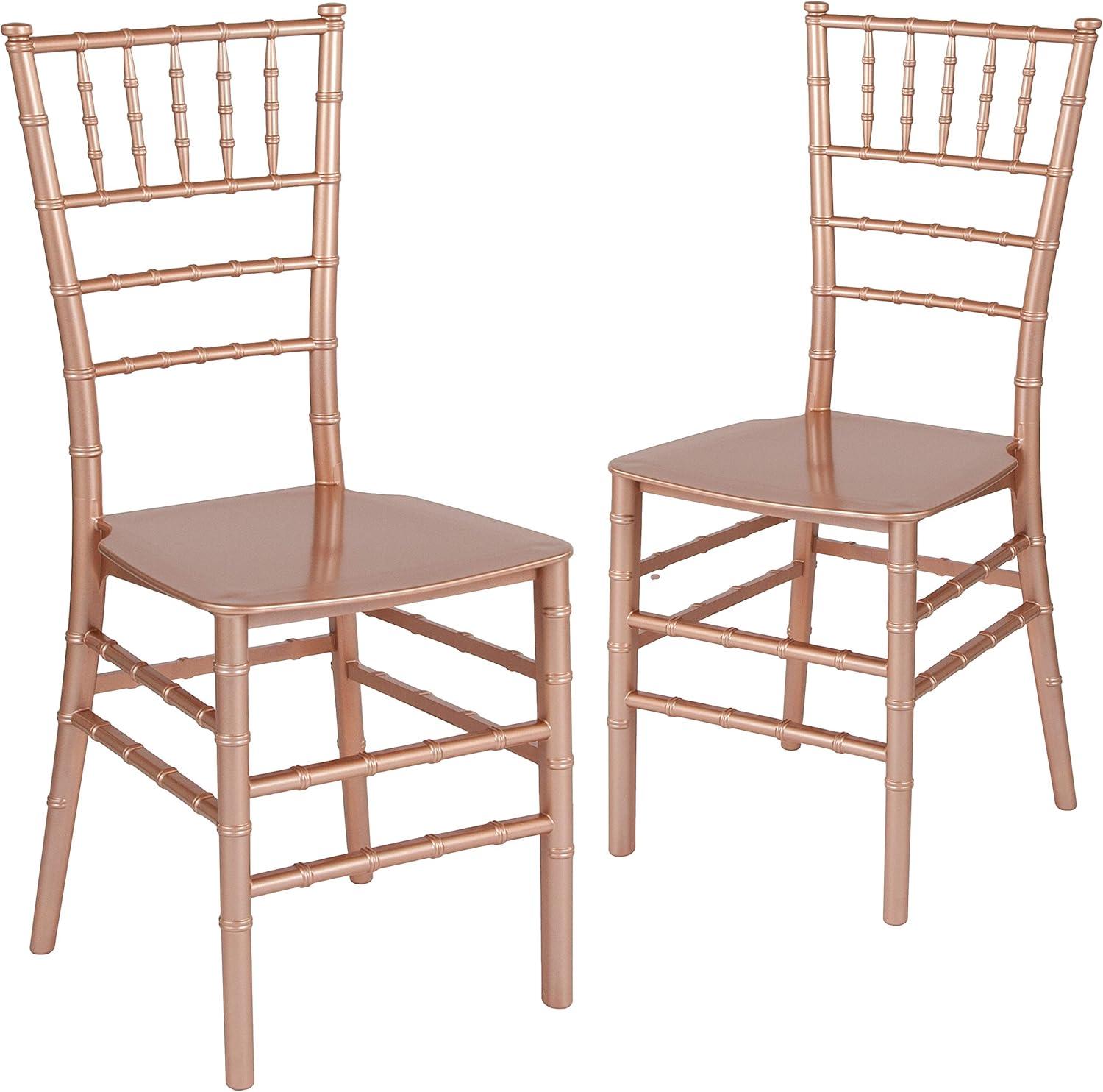 imageFlash Furniture 2 Pack HERCULES Series Gold Resin Stacking Chiavari ChairRose Gold