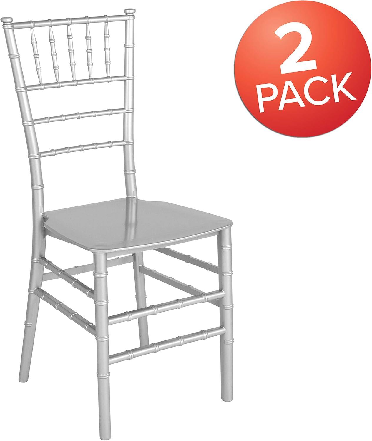 imageFlash Furniture 2 Pack HERCULES Series Gold Resin Stacking Chiavari ChairSilver