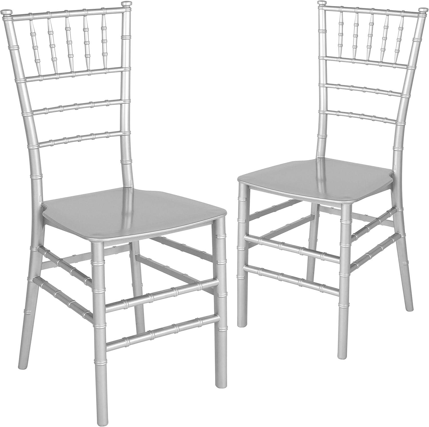 imageFlash Furniture 2 Pack HERCULES Series Gold Resin Stacking Chiavari ChairSilver