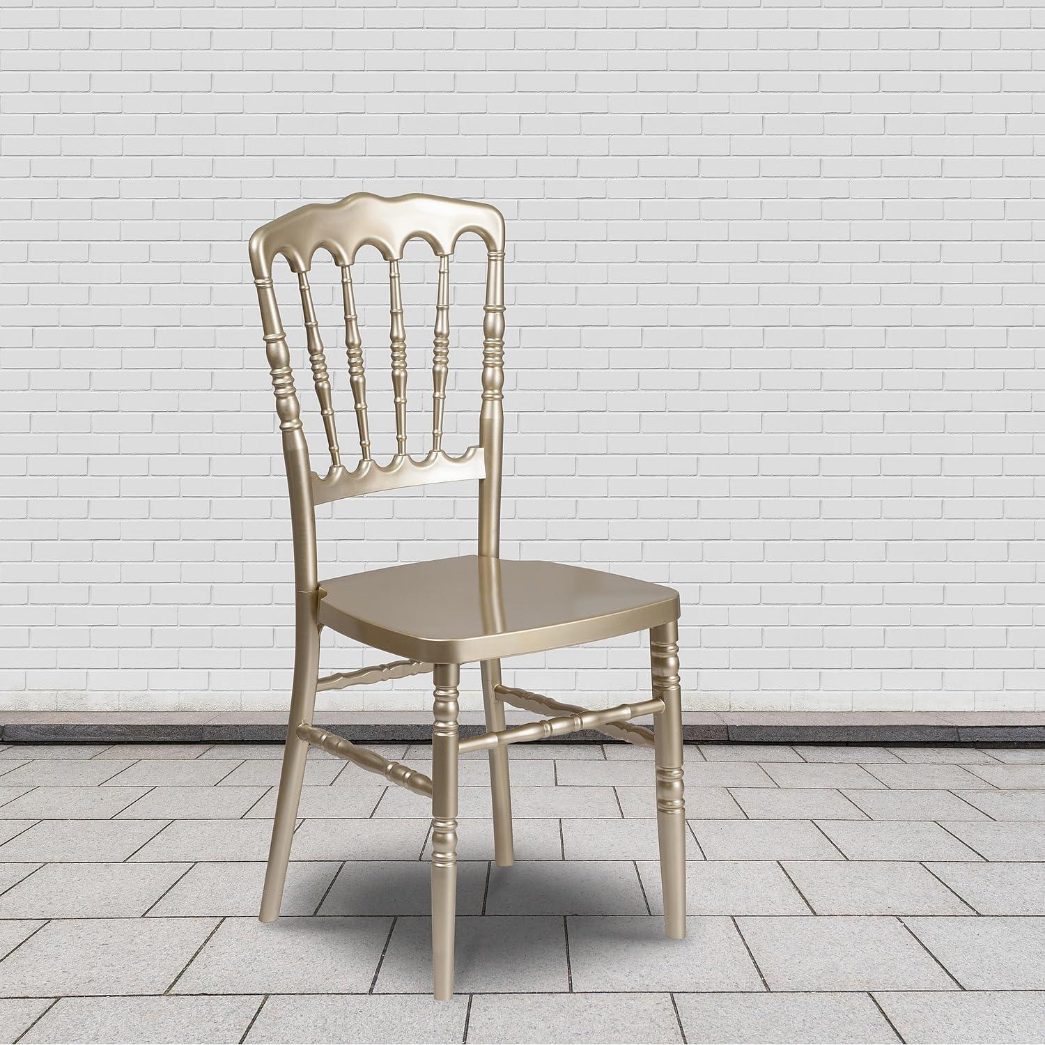 imageFlash Furniture 2 Pack HERCULES Series White Resin Stacking Napoleon ChairGold
