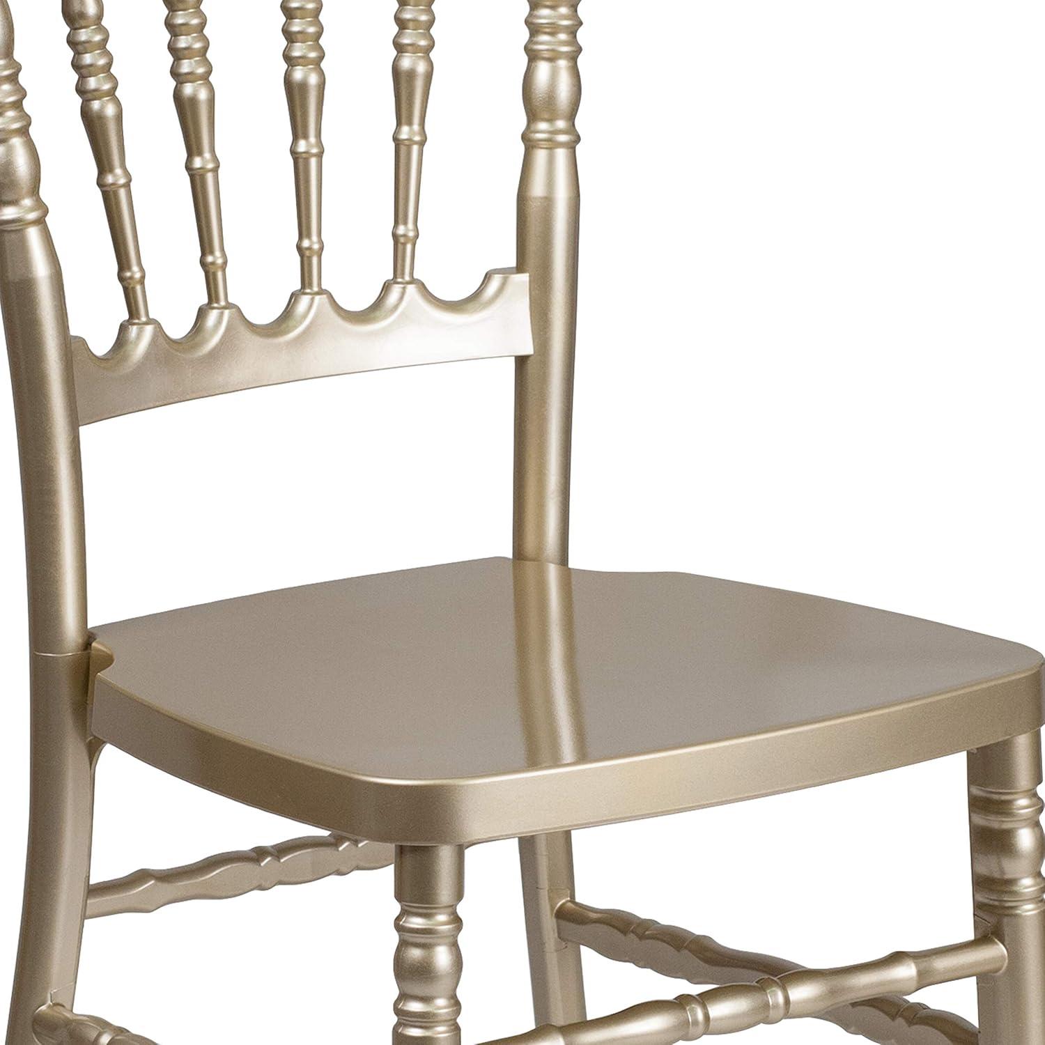 imageFlash Furniture 2 Pack HERCULES Series White Resin Stacking Napoleon ChairGold