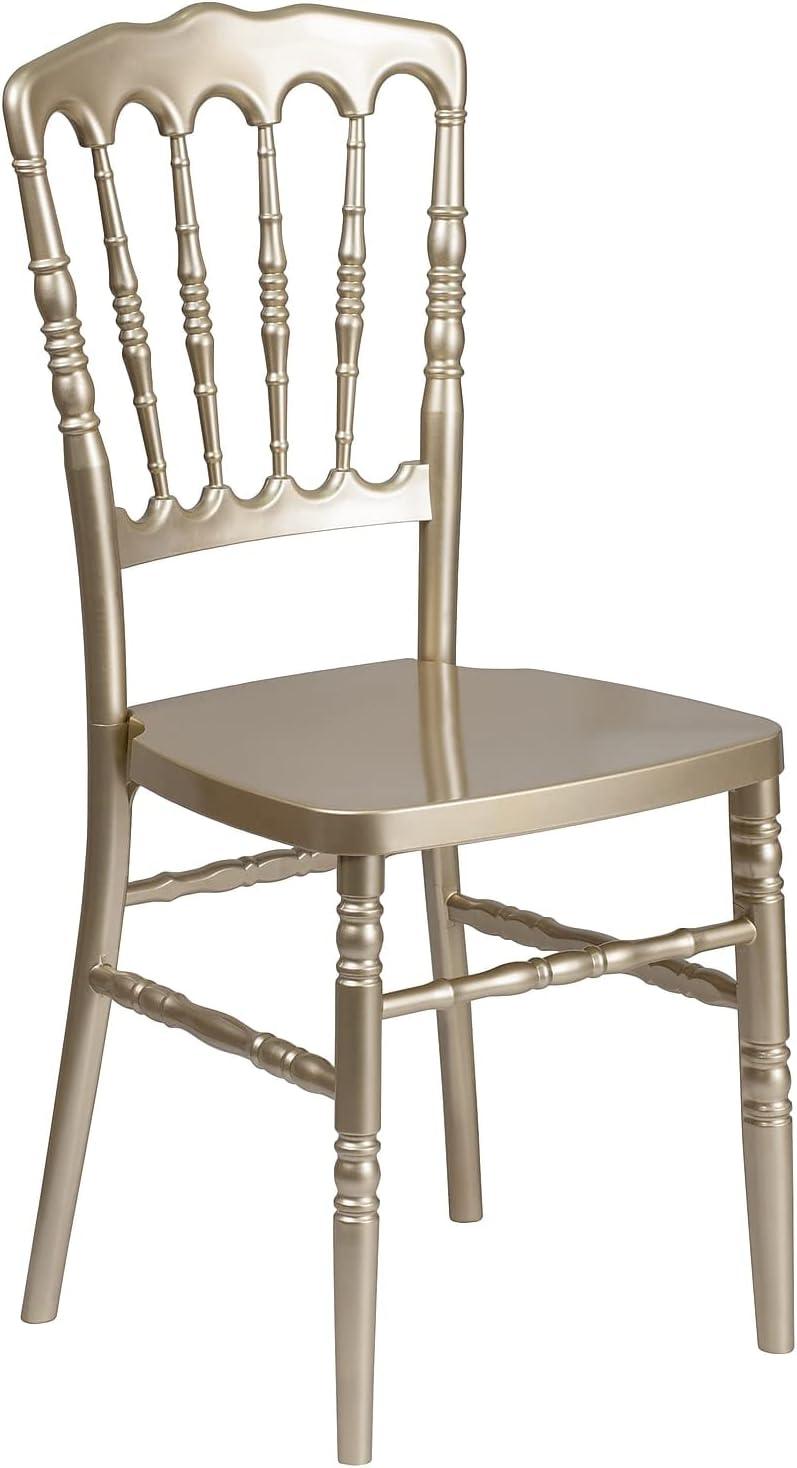 imageFlash Furniture 2 Pack HERCULES Series White Resin Stacking Napoleon ChairGold