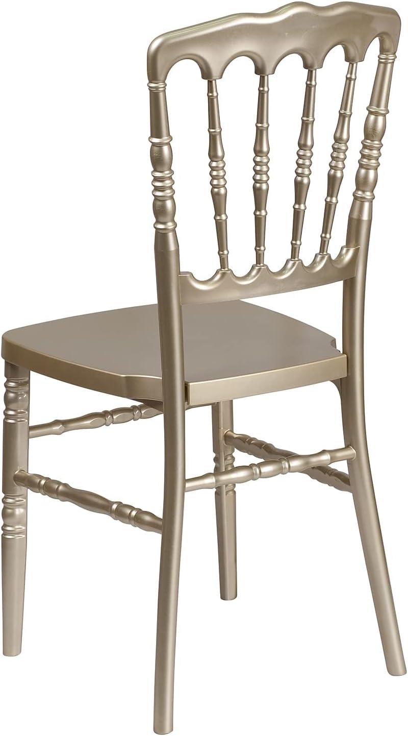 imageFlash Furniture 2 Pack HERCULES Series White Resin Stacking Napoleon ChairGold
