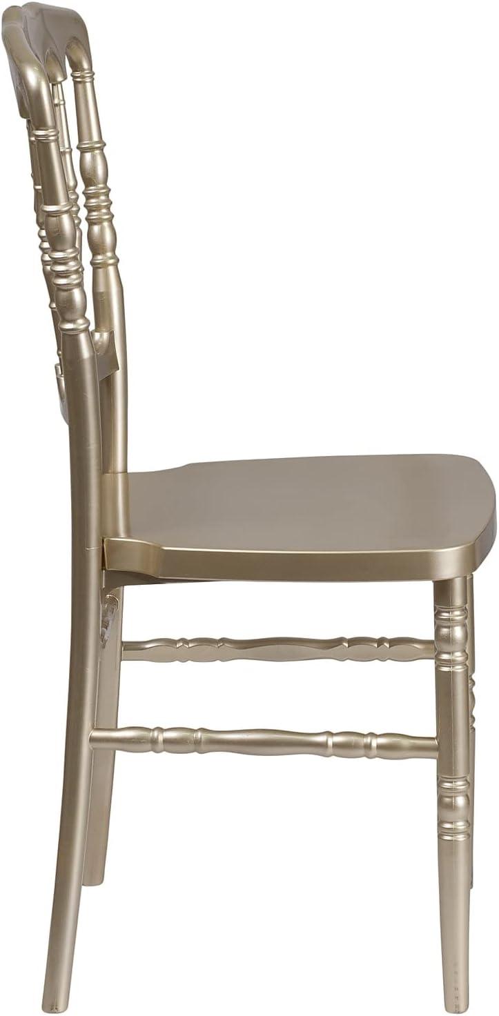 imageFlash Furniture 2 Pack HERCULES Series White Resin Stacking Napoleon ChairGold
