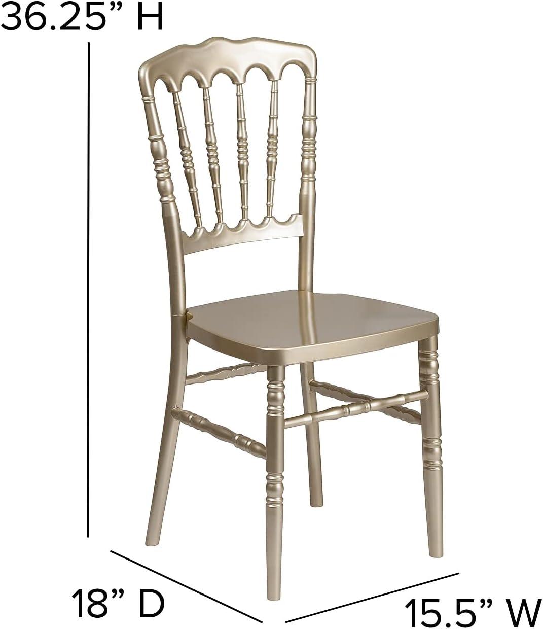 imageFlash Furniture 2 Pack HERCULES Series White Resin Stacking Napoleon ChairGold