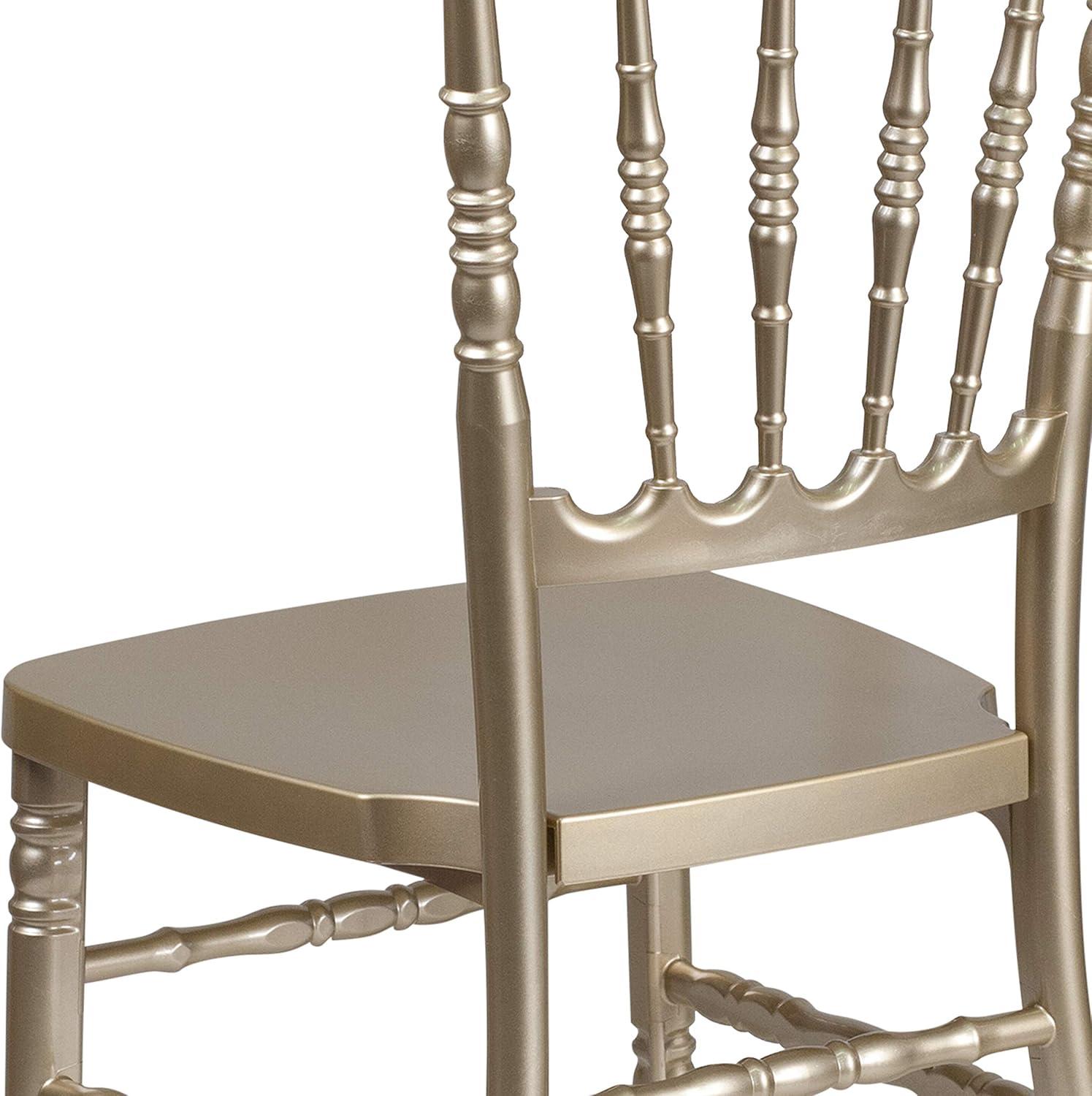 imageFlash Furniture 2 Pack HERCULES Series White Resin Stacking Napoleon ChairGold