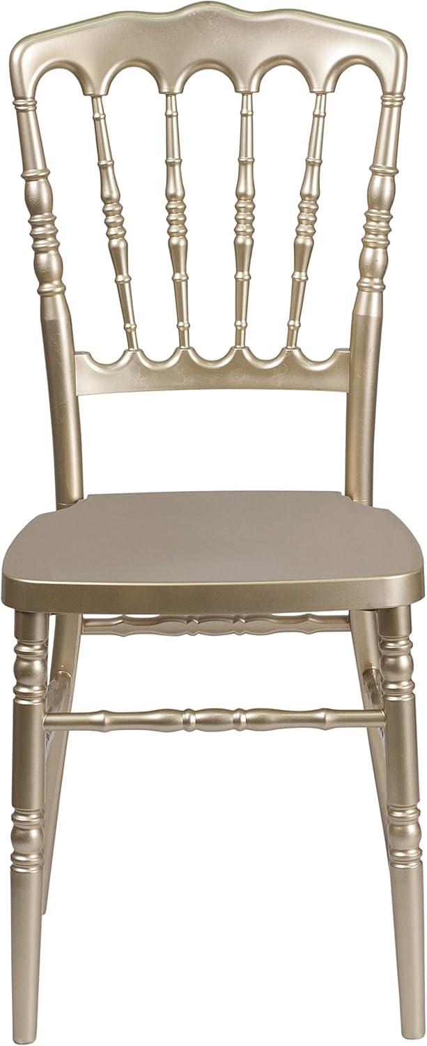 imageFlash Furniture 2 Pack HERCULES Series White Resin Stacking Napoleon ChairGold