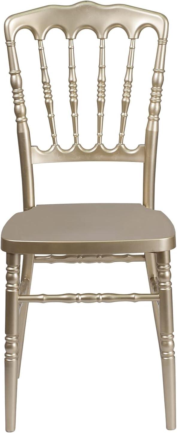 imageFlash Furniture 2 Pack HERCULES Series White Resin Stacking Napoleon ChairGold
