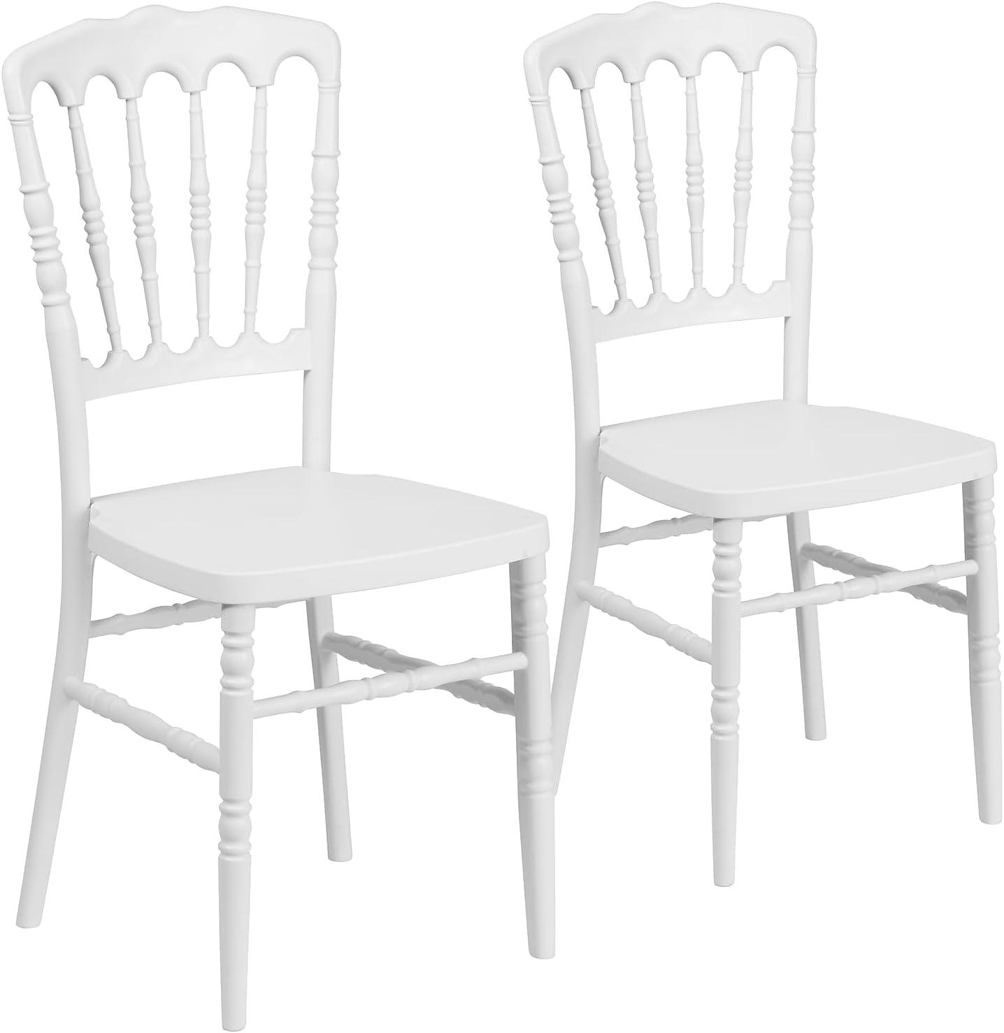imageFlash Furniture 2 Pack HERCULES Series White Resin Stacking Napoleon ChairWhite