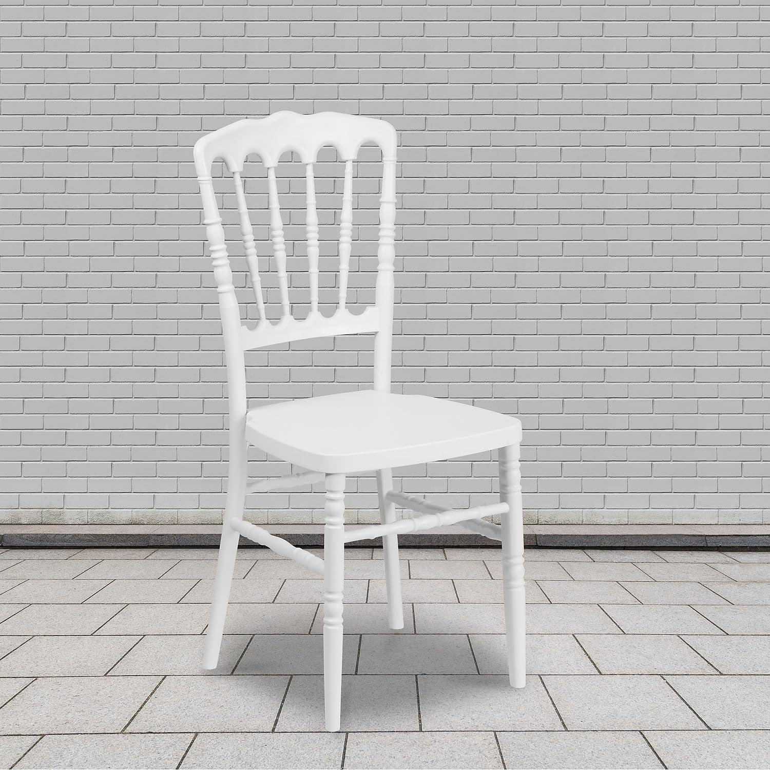 imageFlash Furniture 2 Pack HERCULES Series White Resin Stacking Napoleon ChairWhite