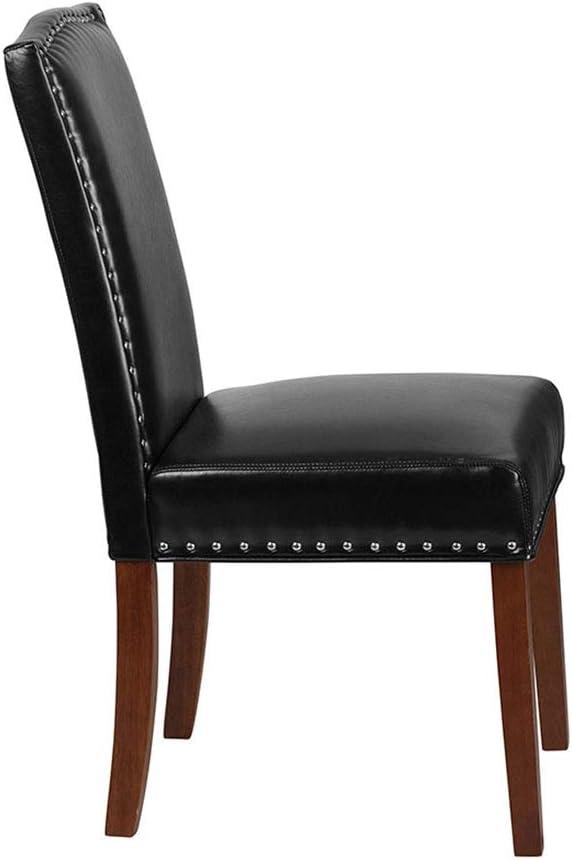 imageFlash Furniture 2 Pk HERCULES Hampton Hill Series Black LeatherSoft Parsons Chair with Silver Accent Nail TrimBlack Leathersoft