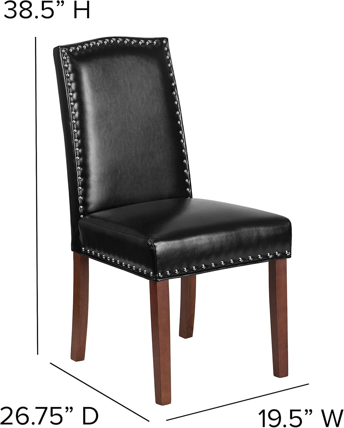 imageFlash Furniture 2 Pk HERCULES Hampton Hill Series Black LeatherSoft Parsons Chair with Silver Accent Nail TrimBlack Leathersoft