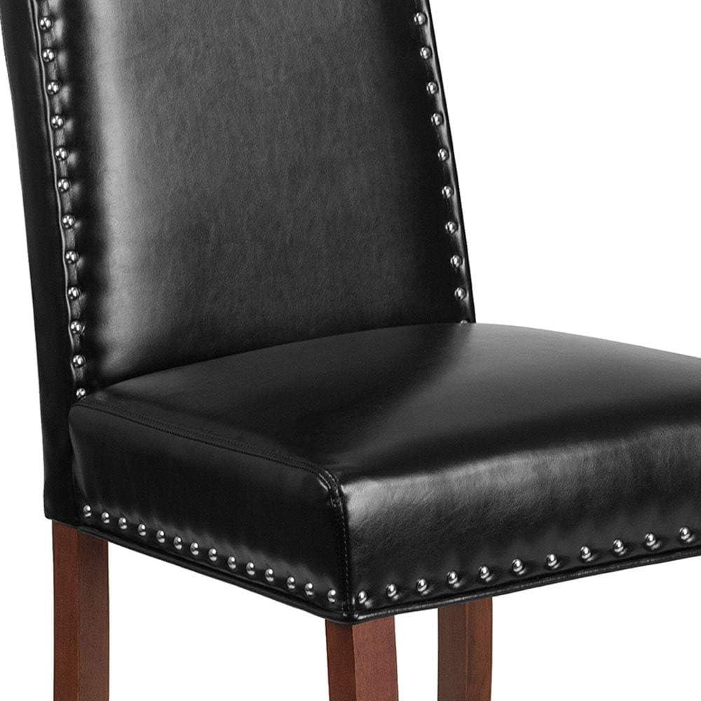 imageFlash Furniture 2 Pk HERCULES Hampton Hill Series Black LeatherSoft Parsons Chair with Silver Accent Nail TrimBlack Leathersoft