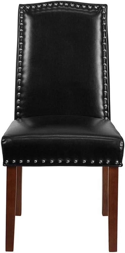 imageFlash Furniture 2 Pk HERCULES Hampton Hill Series Black LeatherSoft Parsons Chair with Silver Accent Nail TrimBlack Leathersoft