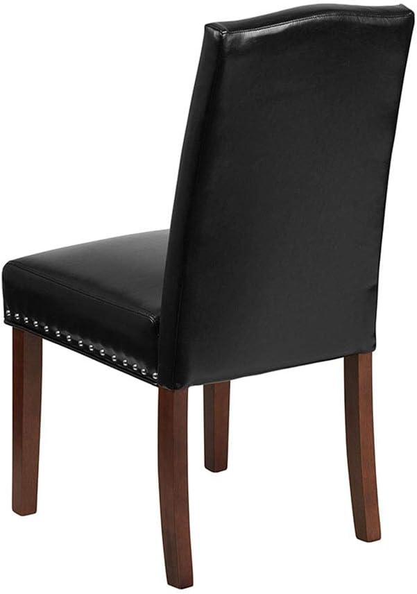 imageFlash Furniture 2 Pk HERCULES Hampton Hill Series Black LeatherSoft Parsons Chair with Silver Accent Nail TrimBlack Leathersoft