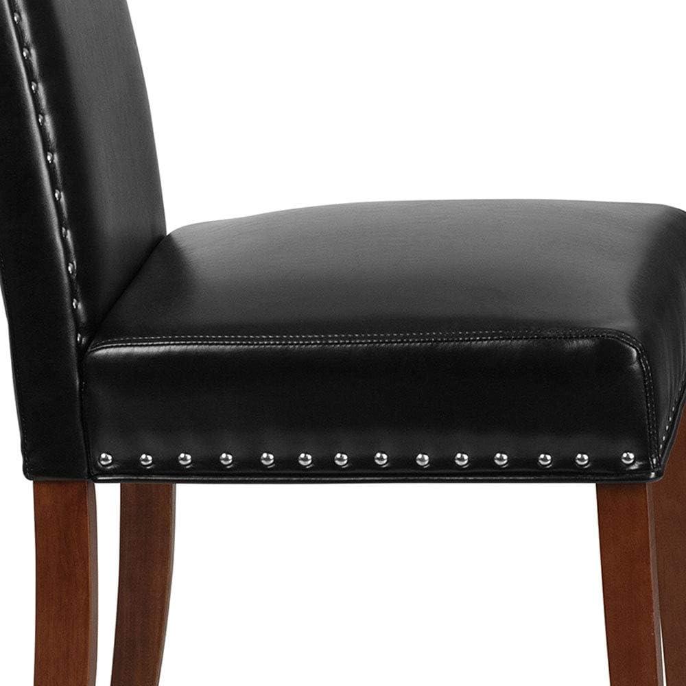 imageFlash Furniture 2 Pk HERCULES Hampton Hill Series Black LeatherSoft Parsons Chair with Silver Accent Nail TrimBlack Leathersoft
