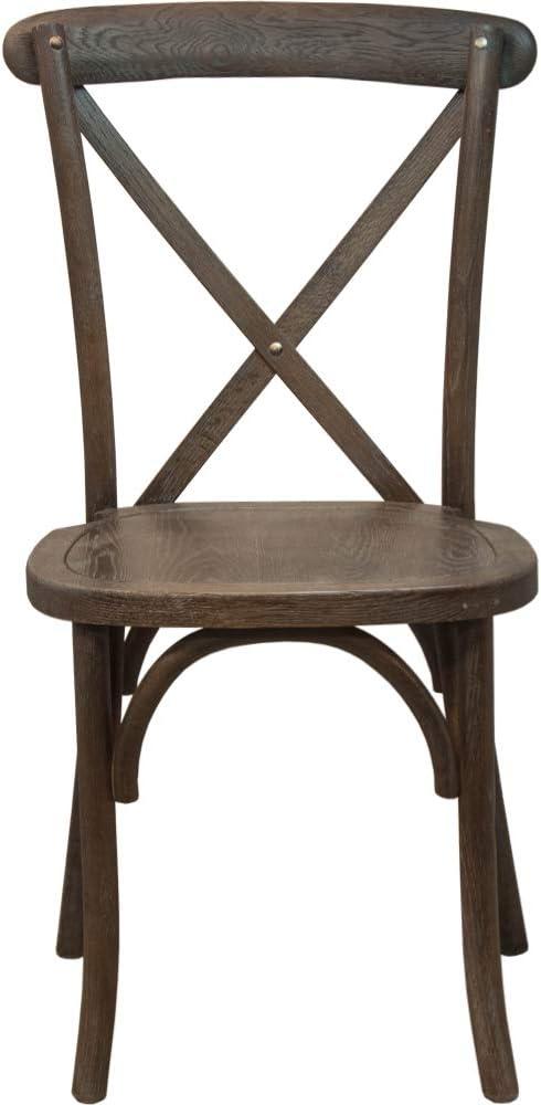 imageFlash Furniture 2Pack Advantage Commercial XBack Chairs with Solid Elm Wood One Piece Frame in Medium Natural with White GrainDark Driftwood