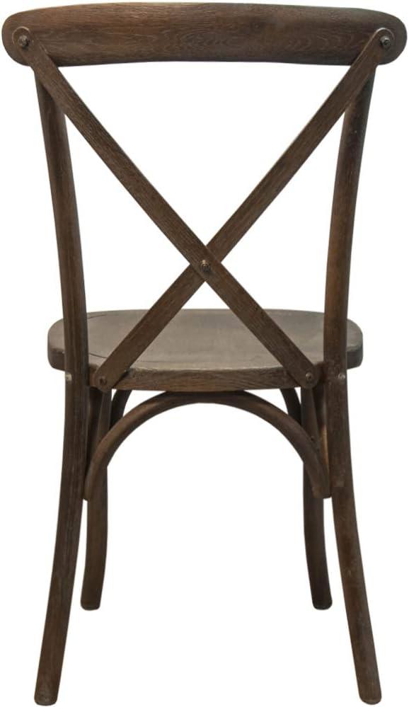 imageFlash Furniture 2Pack Advantage Commercial XBack Chairs with Solid Elm Wood One Piece Frame in Medium Natural with White GrainDark Driftwood
