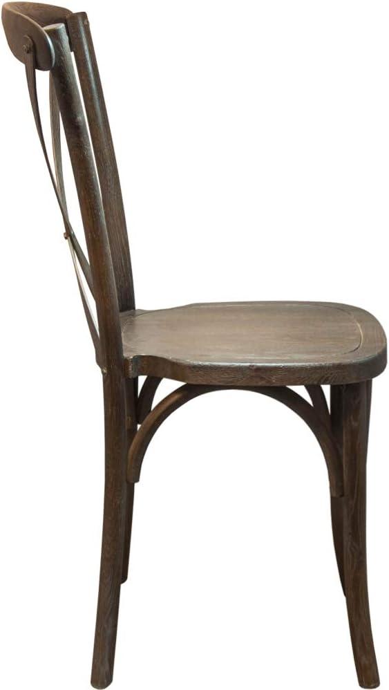 imageFlash Furniture 2Pack Advantage Commercial XBack Chairs with Solid Elm Wood One Piece Frame in Medium Natural with White GrainDark Driftwood