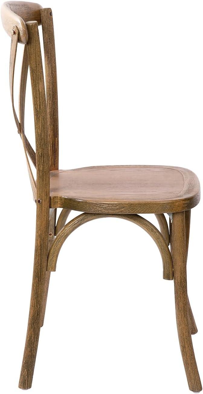 imageFlash Furniture 2Pack Advantage Commercial XBack Chairs with Solid Elm Wood One Piece Frame in Medium Natural with White GrainDark Natural