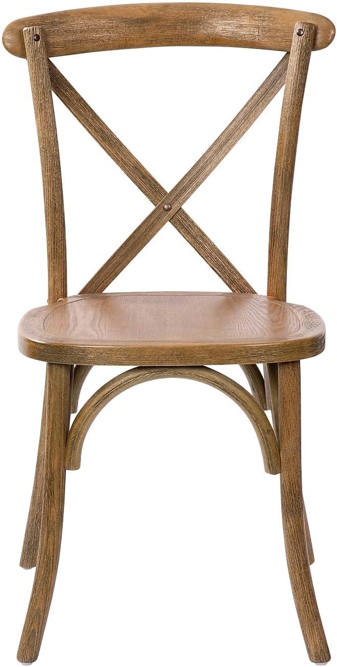 imageFlash Furniture 2Pack Advantage Commercial XBack Chairs with Solid Elm Wood One Piece Frame in Medium Natural with White GrainDark Natural