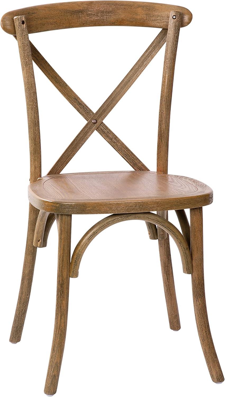 imageFlash Furniture 2Pack Advantage Commercial XBack Chairs with Solid Elm Wood One Piece Frame in Medium Natural with White GrainDark Natural