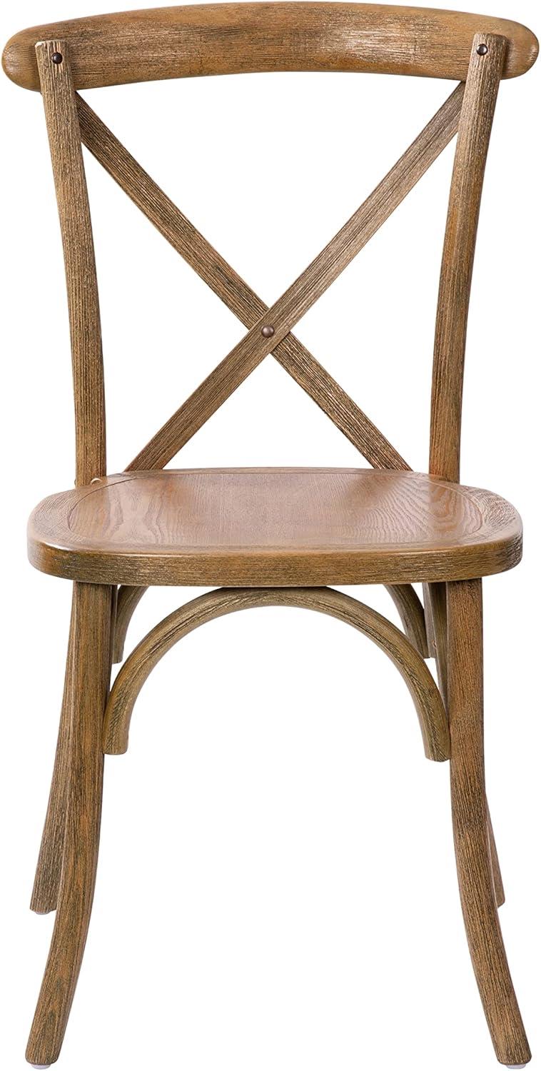 imageFlash Furniture 2Pack Advantage Commercial XBack Chairs with Solid Elm Wood One Piece Frame in Medium Natural with White GrainDark Natural