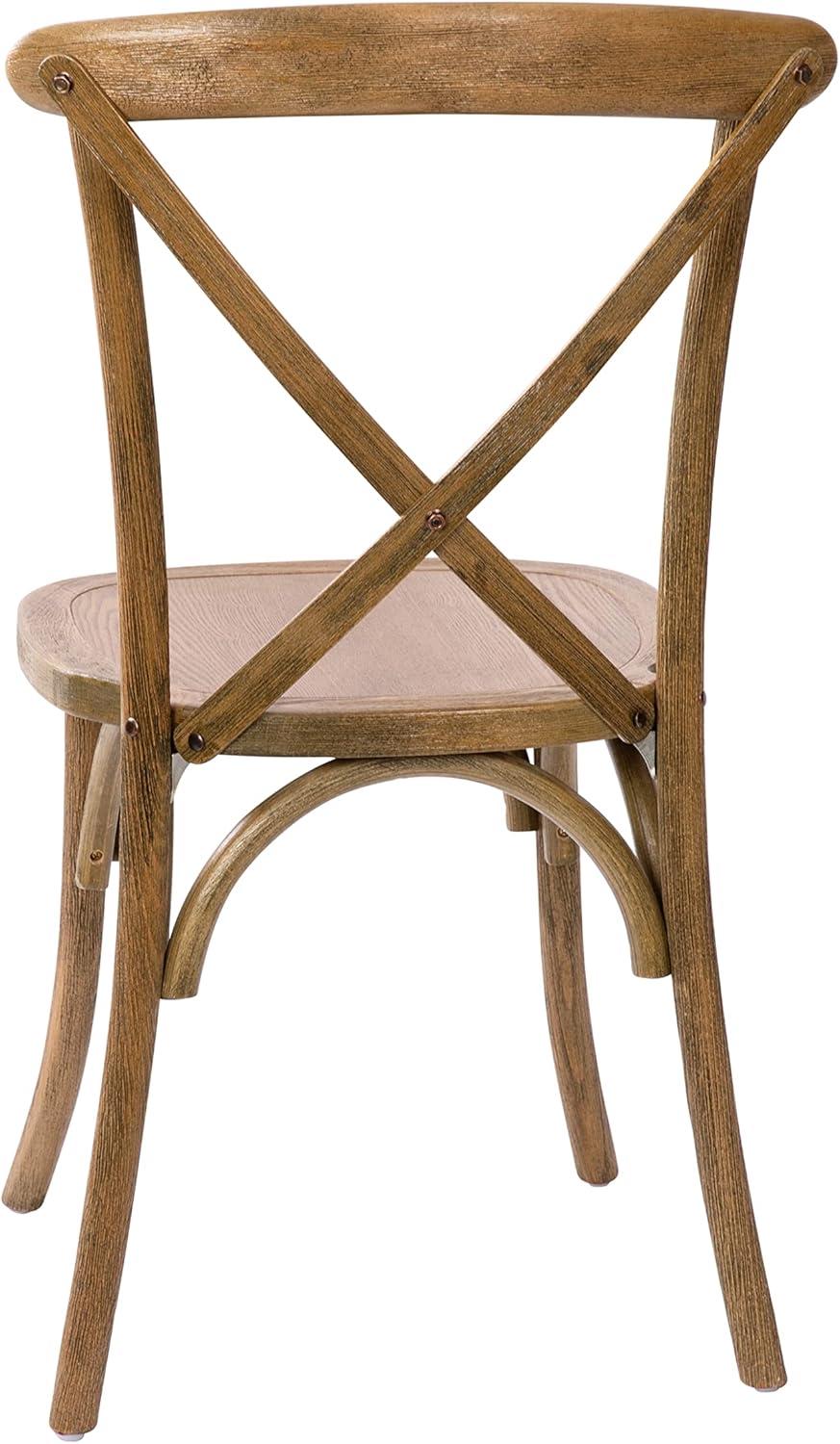 imageFlash Furniture 2Pack Advantage Commercial XBack Chairs with Solid Elm Wood One Piece Frame in Medium Natural with White GrainDark Natural